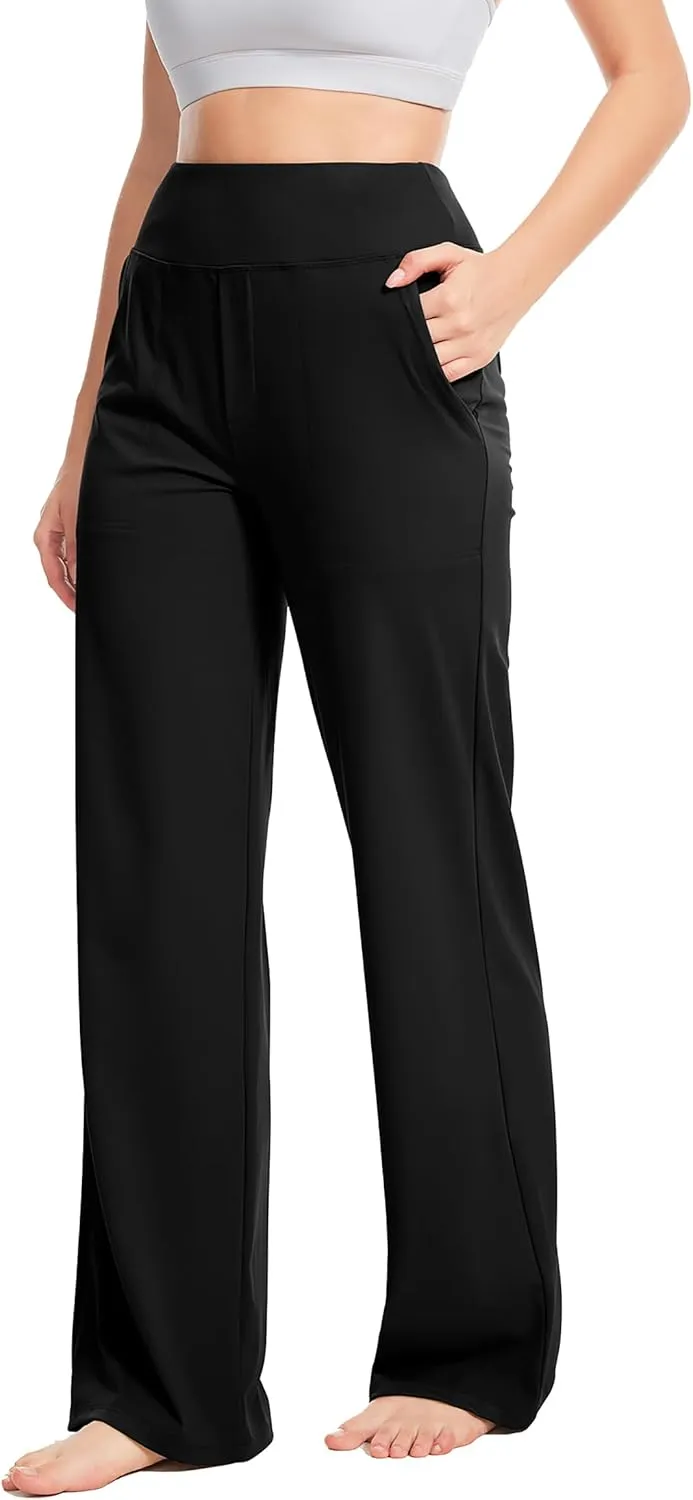 Yoga Pants Women Wide Leg Pants High Waist Stretch Dress Casual Sweatpants Lounge Pants with Pockets