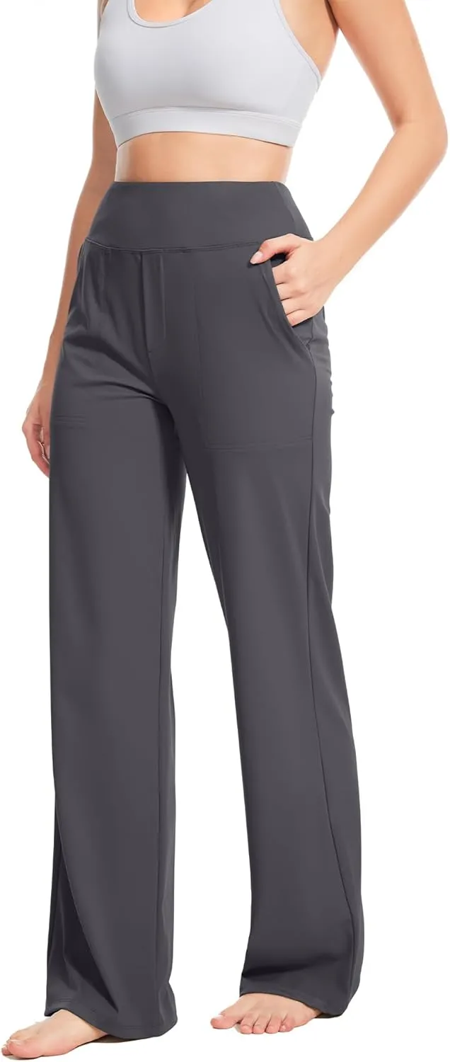 Yoga Pants Women Wide Leg Pants High Waist Stretch Dress Casual Sweatpants Lounge Pants with Pockets