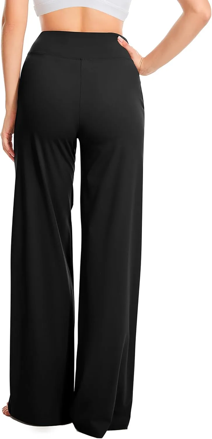Yoga Pants Women Wide Leg Pants High Waist Stretch Dress Casual Sweatpants Lounge Pants with Pockets