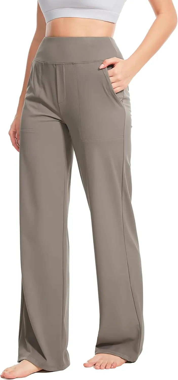 Yoga Pants Women Wide Leg Pants High Waist Stretch Dress Casual Sweatpants Lounge Pants with Pockets