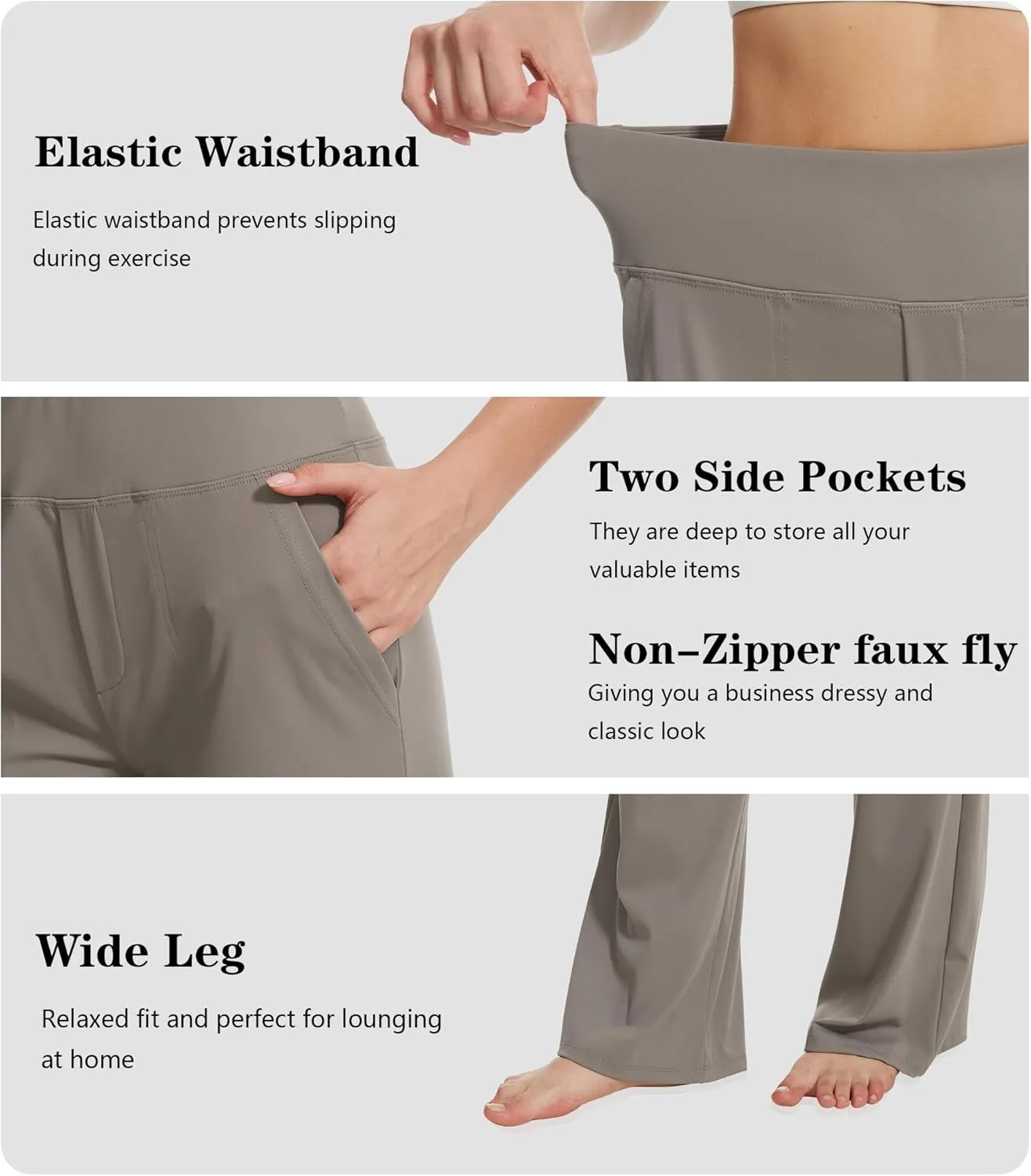 Yoga Pants Women Wide Leg Pants High Waist Stretch Dress Casual Sweatpants Lounge Pants with Pockets