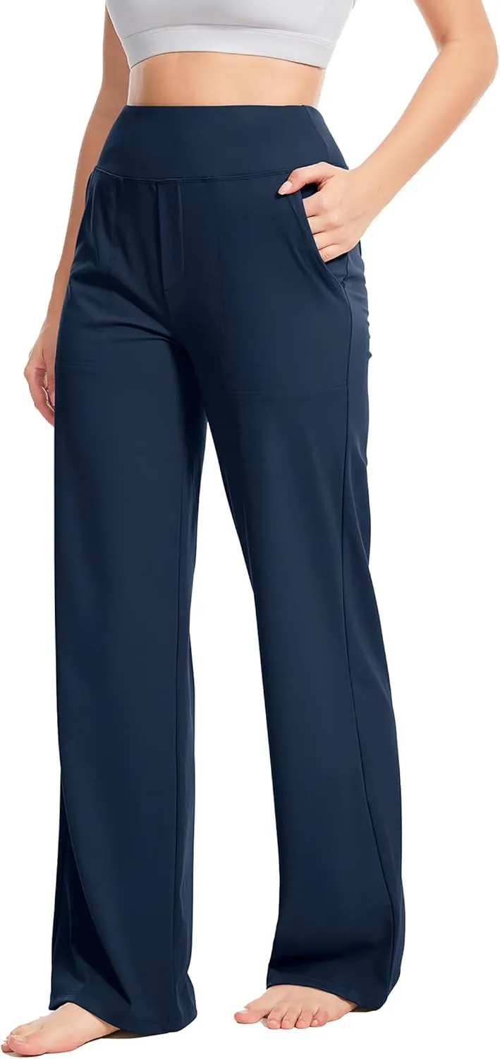 Yoga Pants Women Wide Leg Pants High Waist Stretch Dress Casual Sweatpants Lounge Pants with Pockets