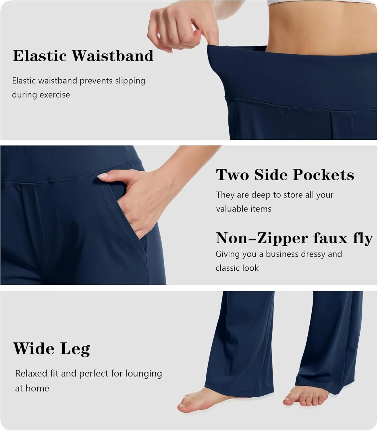 Yoga Pants Women Wide Leg Pants High Waist Stretch Dress Casual Sweatpants Lounge Pants with Pockets