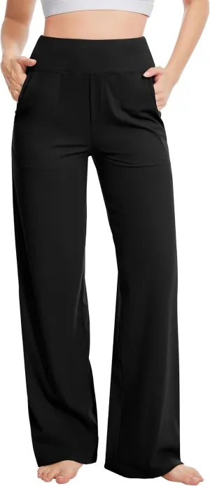 Yoga Pants Women Wide Leg Pants High Waist Stretch Dress Casual Sweatpants Lounge Pants with Pockets