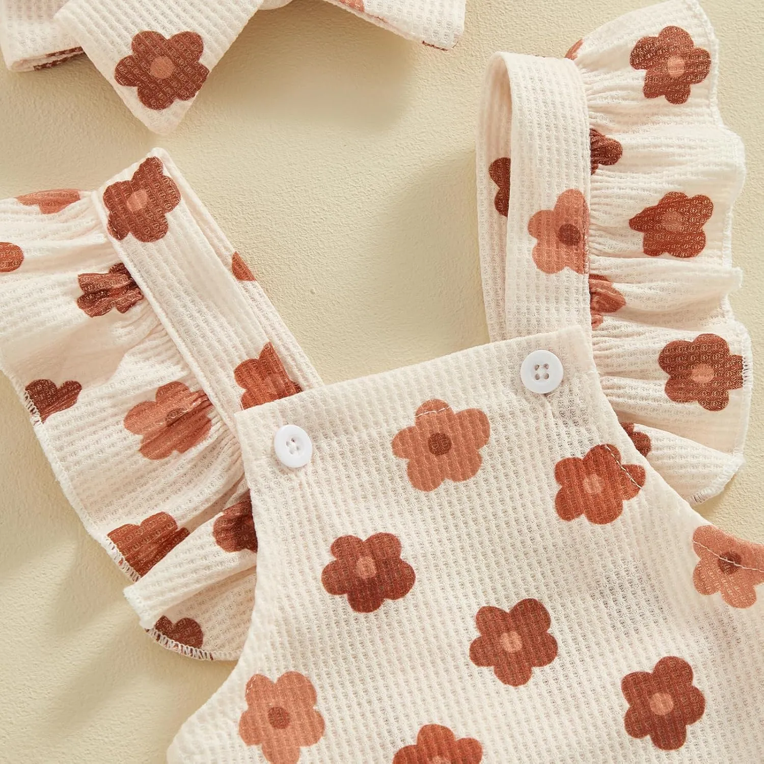 ZAXARRA Little Baby Girls 2Pcs Summer Outfits Fly Sleeve Flower Print Bodysuit with Headband Newborn Clothes