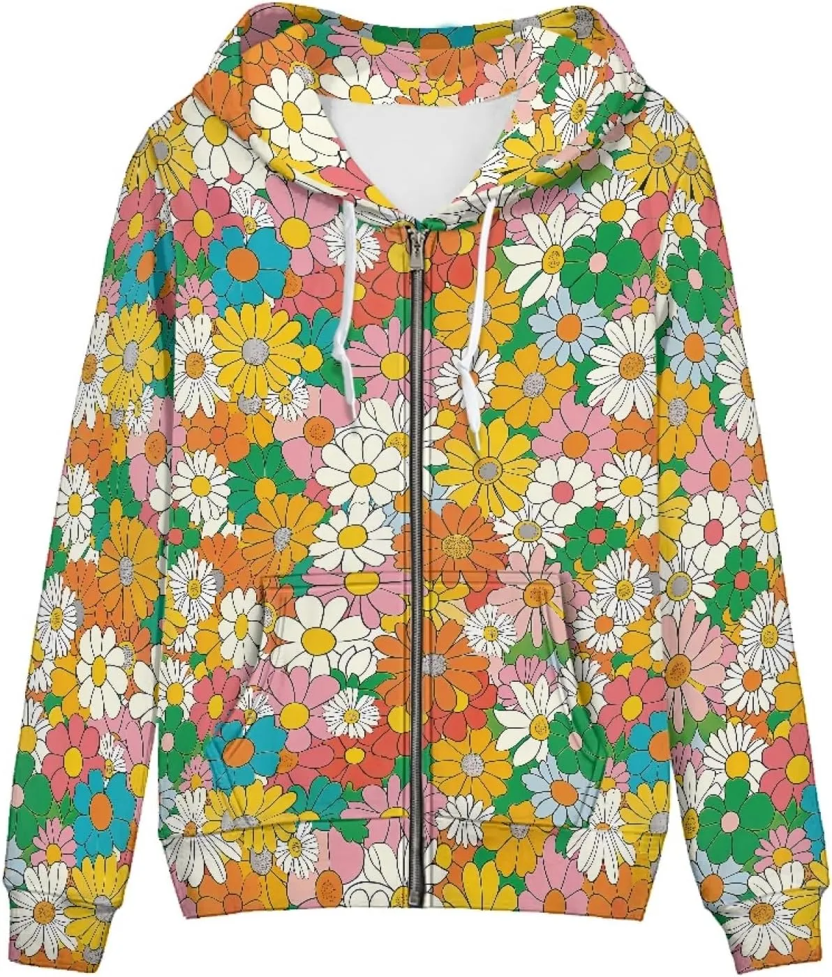 Zip up Trendy Hoodies for Women Novelty Graphic Long Sleeve Hooded with Pocket Sweatshirt Jacket Pullover XS-5XL