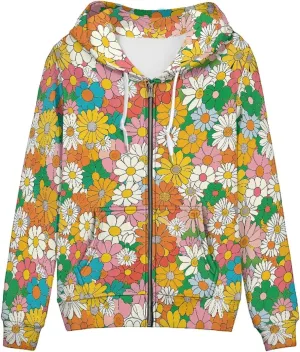 Zip up Trendy Hoodies for Women Novelty Graphic Long Sleeve Hooded with Pocket Sweatshirt Jacket Pullover XS-5XL