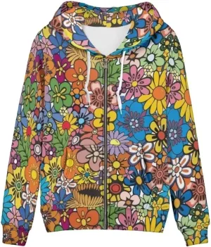 Zip up Trendy Hoodies for Women Novelty Graphic Long Sleeve Hooded with Pocket Sweatshirt Jacket Pullover XS-5XL